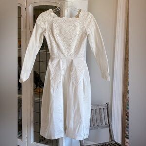 Vintage 1960’s “Candlelight” Wedding Dress. Taffeta | Beaded Women’s Sz. S